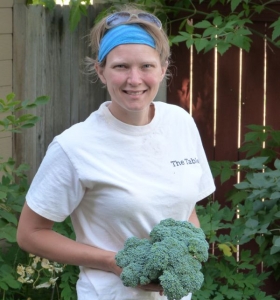 Janine holding broccoli